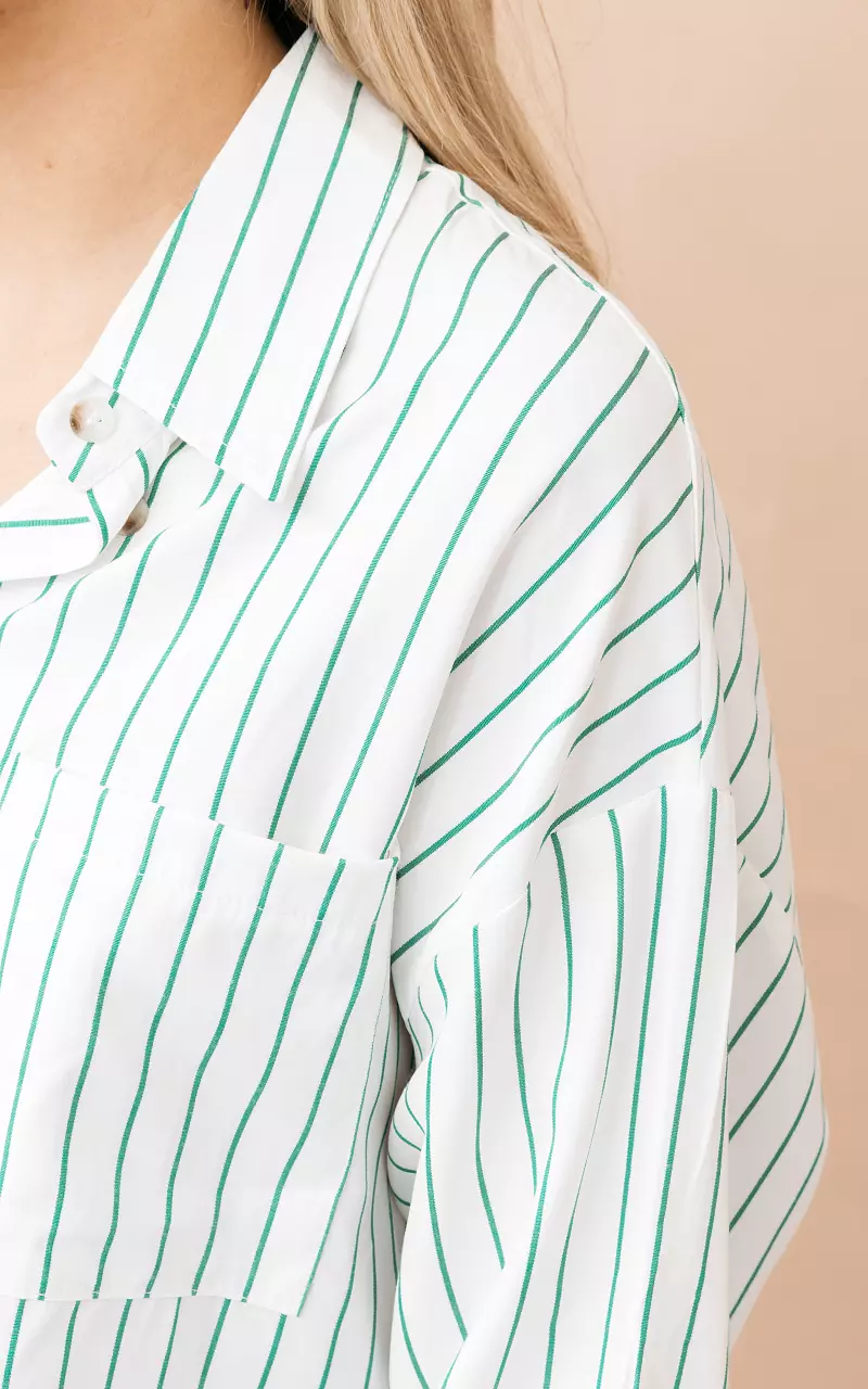 Katoenen blouse met streepjes Wit Mint