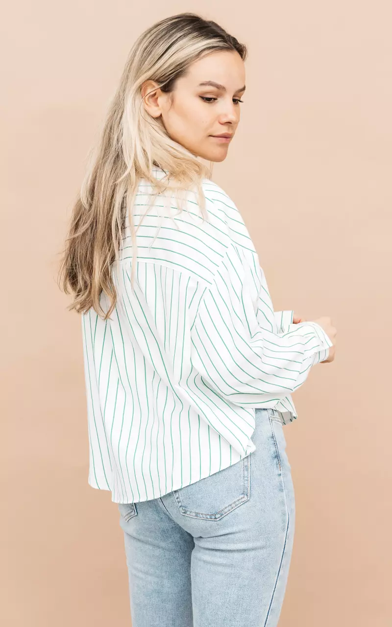Striped cotton blouse White Mint
