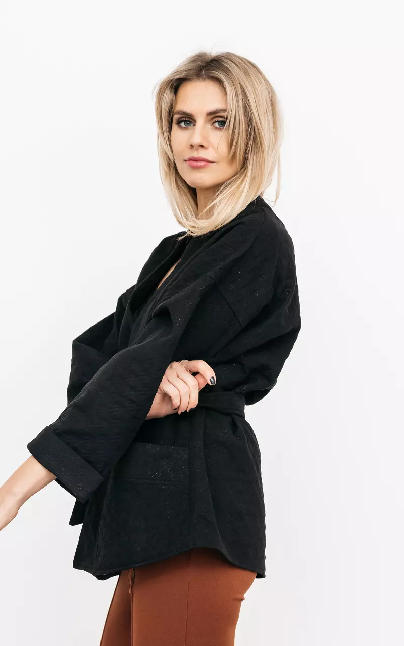 Kimono met een strikdetail Zwart