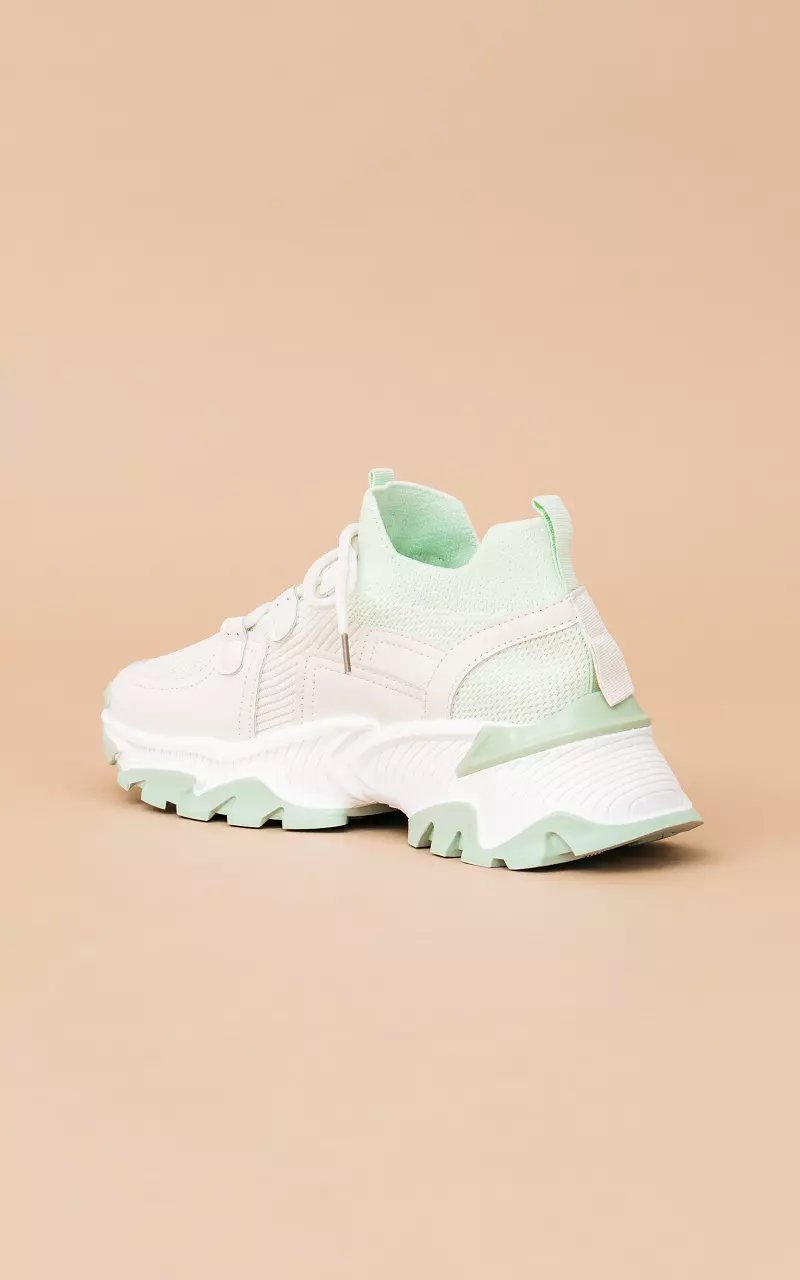 Sneakers with thick sole Light Green Beige