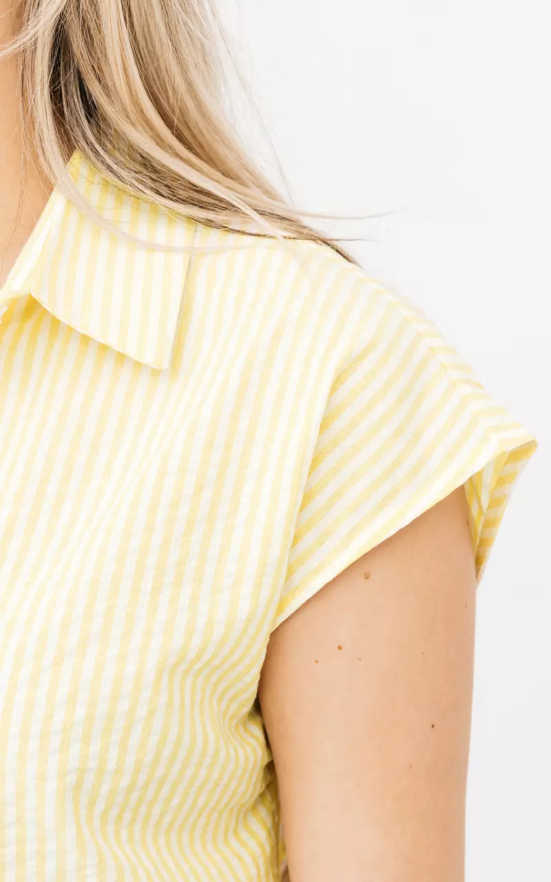 Striped blouse with short sleeves Yellow White