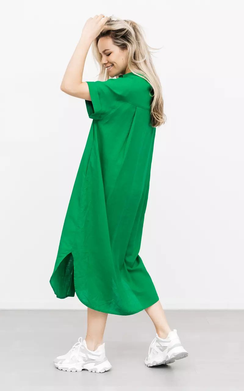 Midi jurk met steekzakken Groen