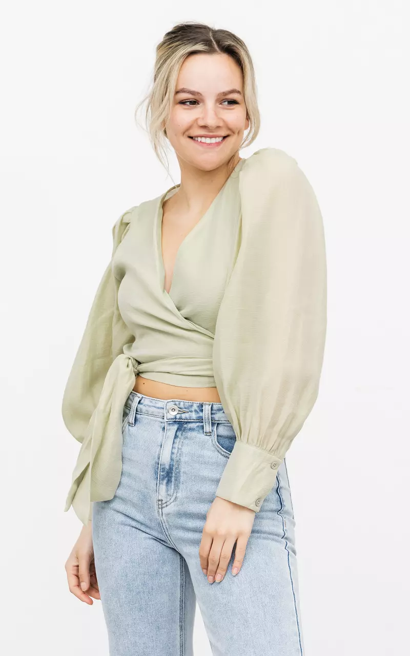 Wrap-around top with shoulder pads Light Green