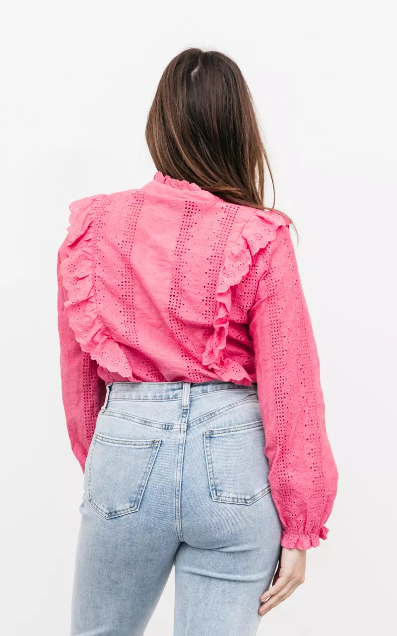 Cotton blouse with ruffles Pink