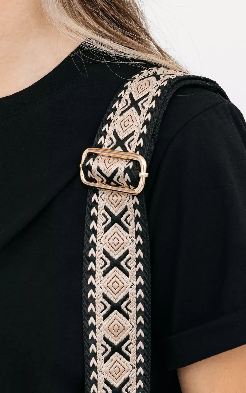 Tashengsel met goudkleurige details Zwart Creme