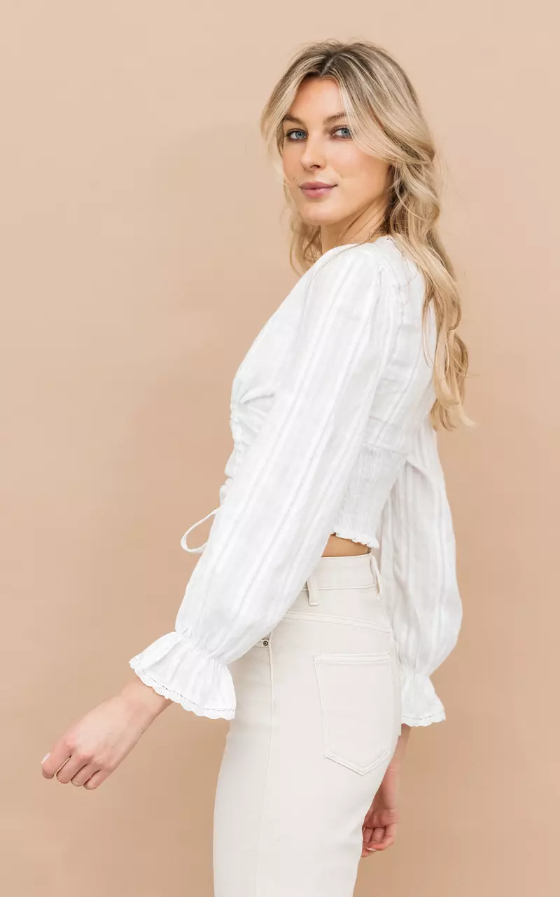 V-neck top with lace details White