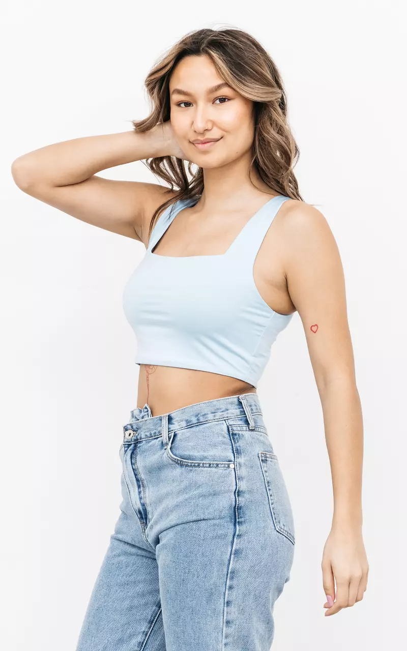 Crop top with squared neckline Light Blue