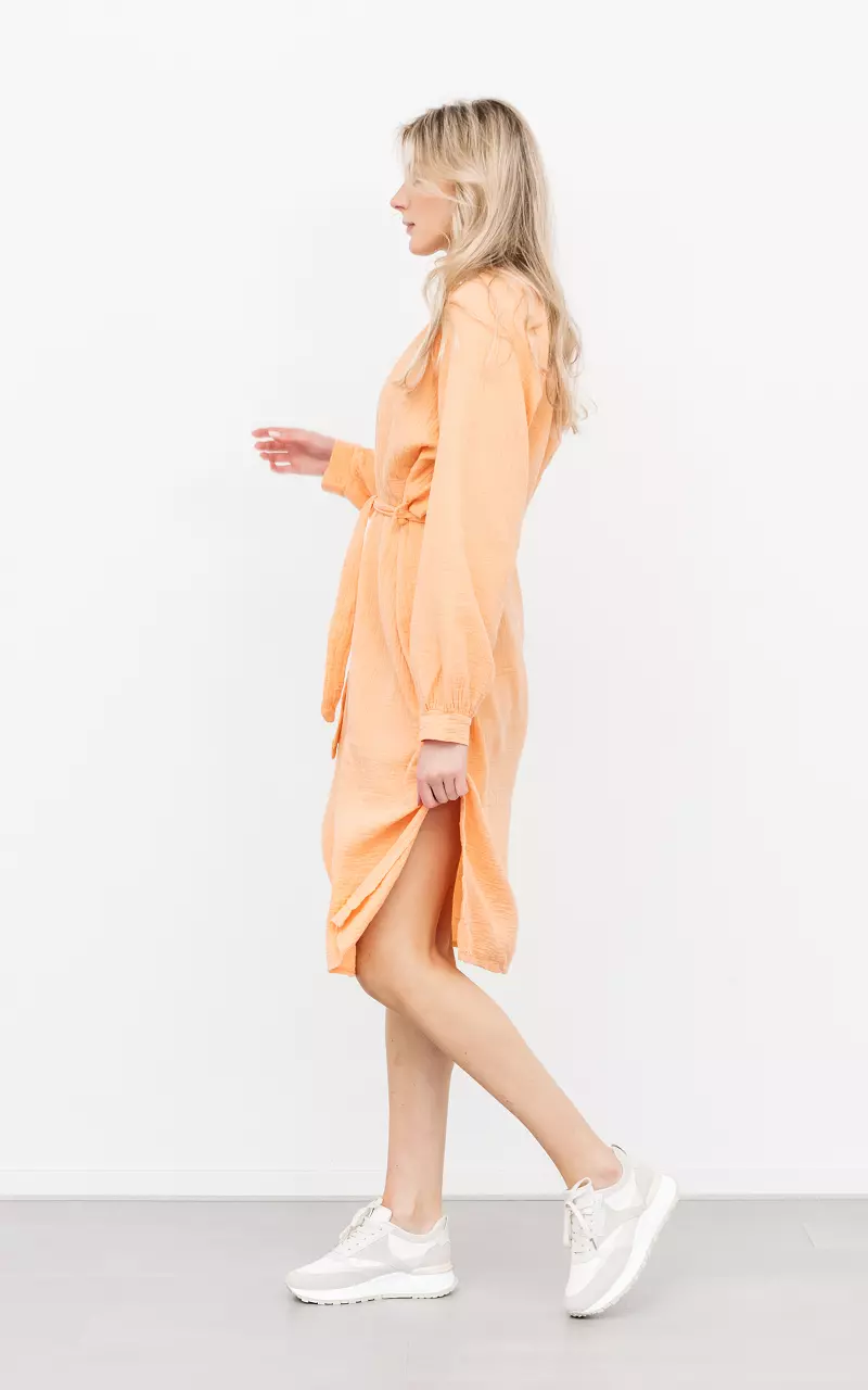 Baumwoll-Kleid mit Bindeschleife Orange