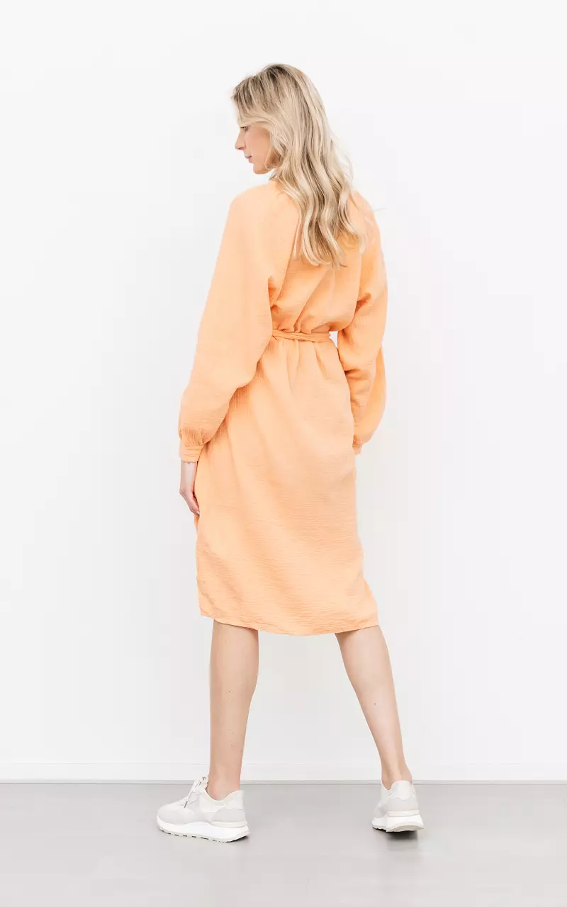 Cotton dress with pearl-like buttons Orange