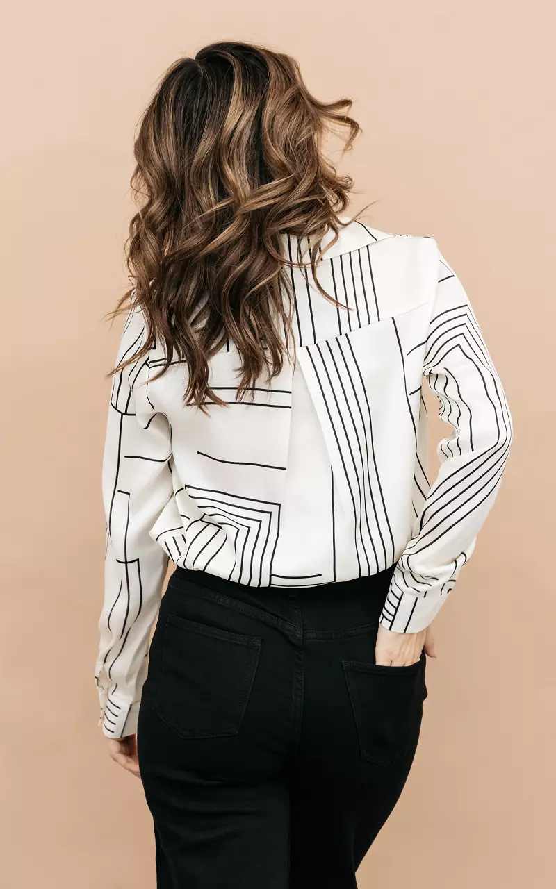 Blouse with striped pattern Cream Black