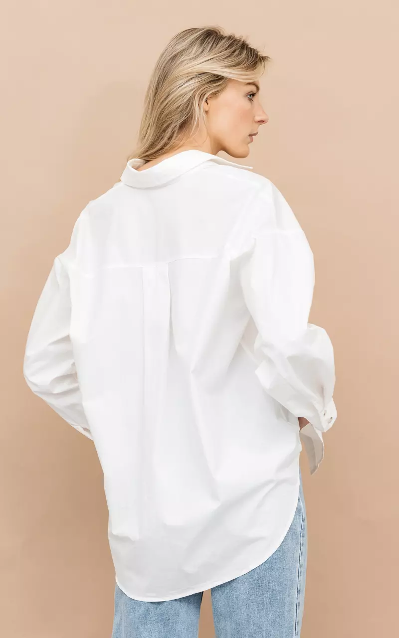 Oversized Bluse mit Brusttasche Weiß