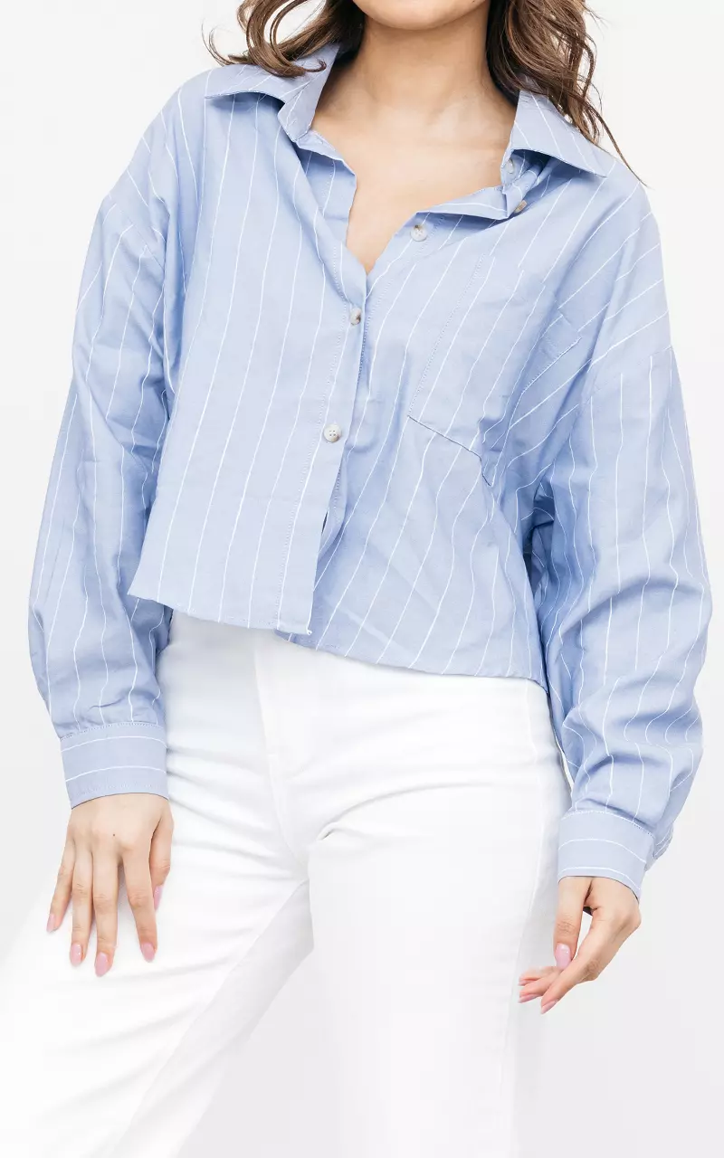 Oversized cropped blouse Blue White