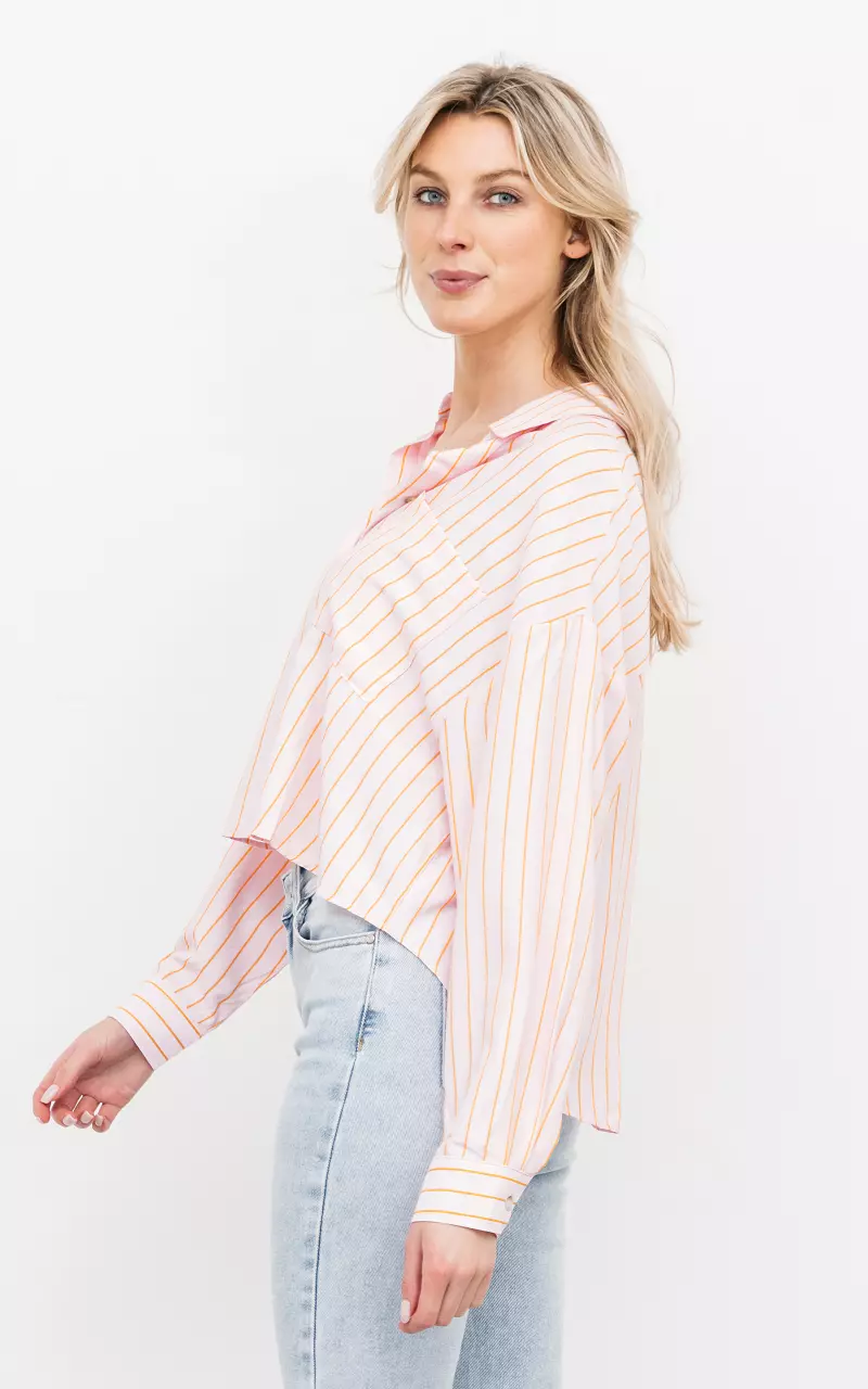 Oversized kort model blouse Roze Oranje
