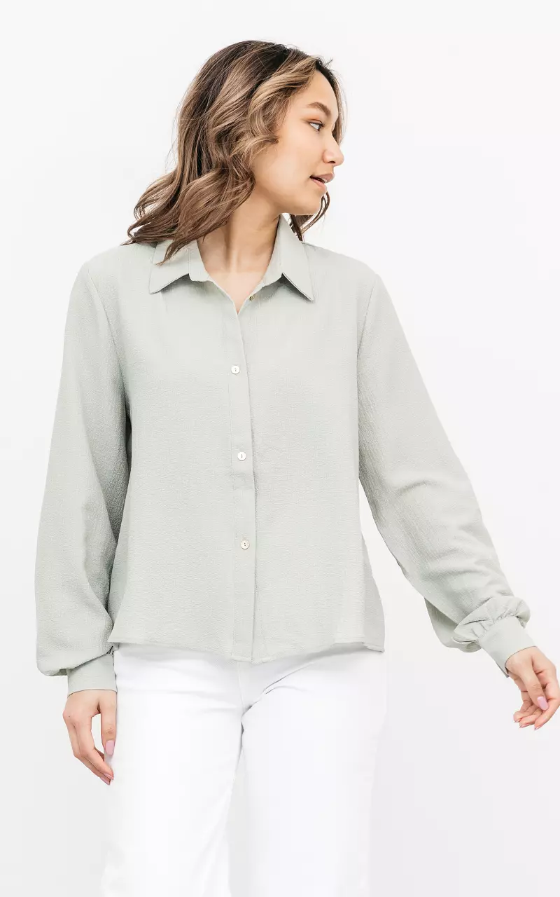 Blouse with gold-coated buttons Light Green