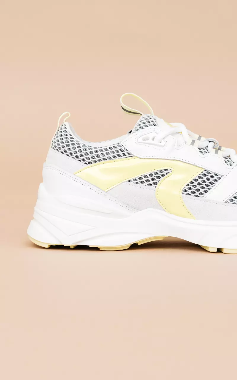 Leather lace-up sneakers White Yellow