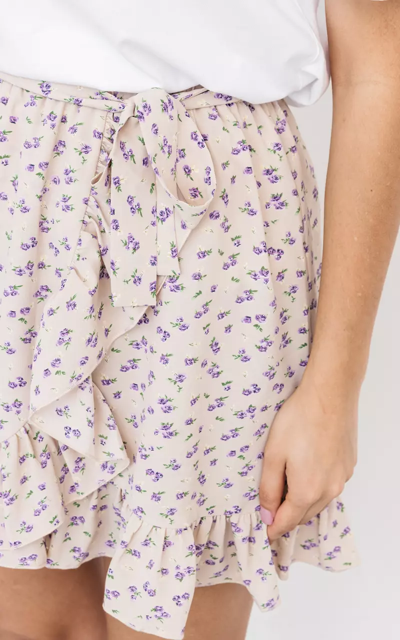 Floral print skirt Beige Purple