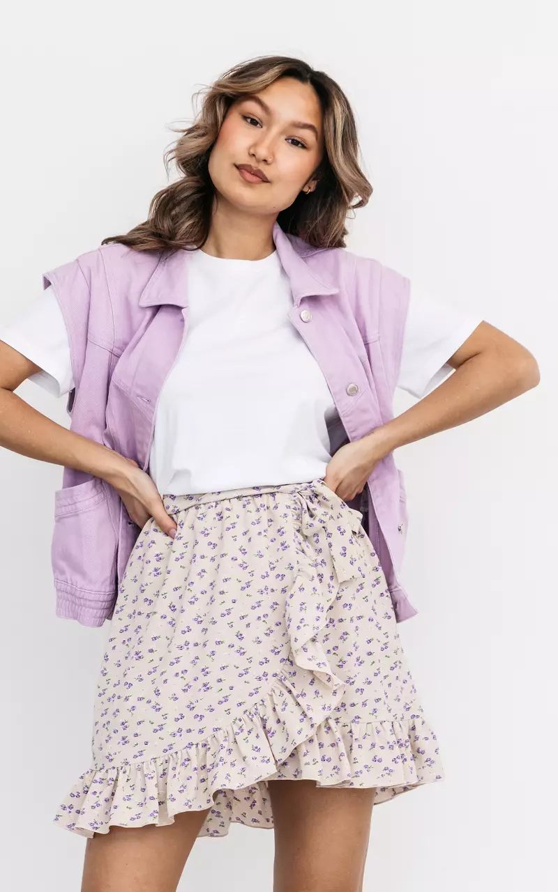 Floral print skirt Beige Purple