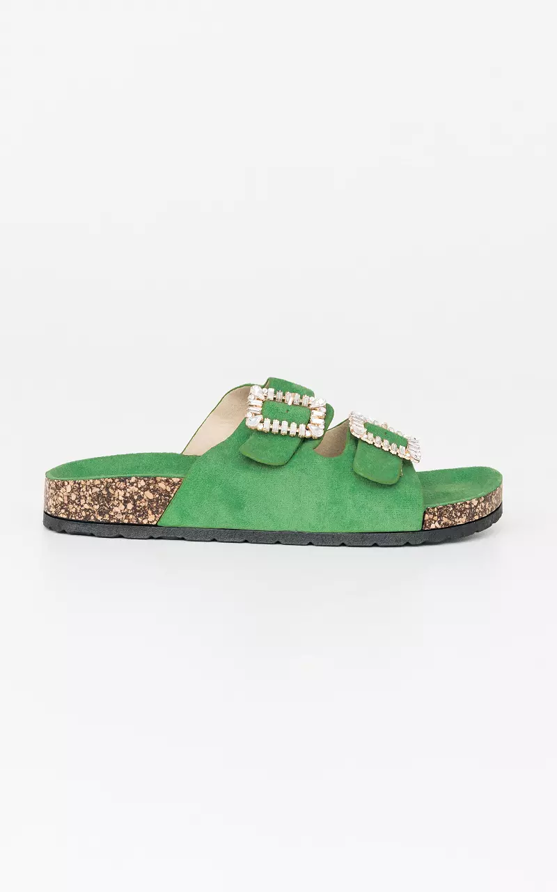 Sandals with rhinestones Green