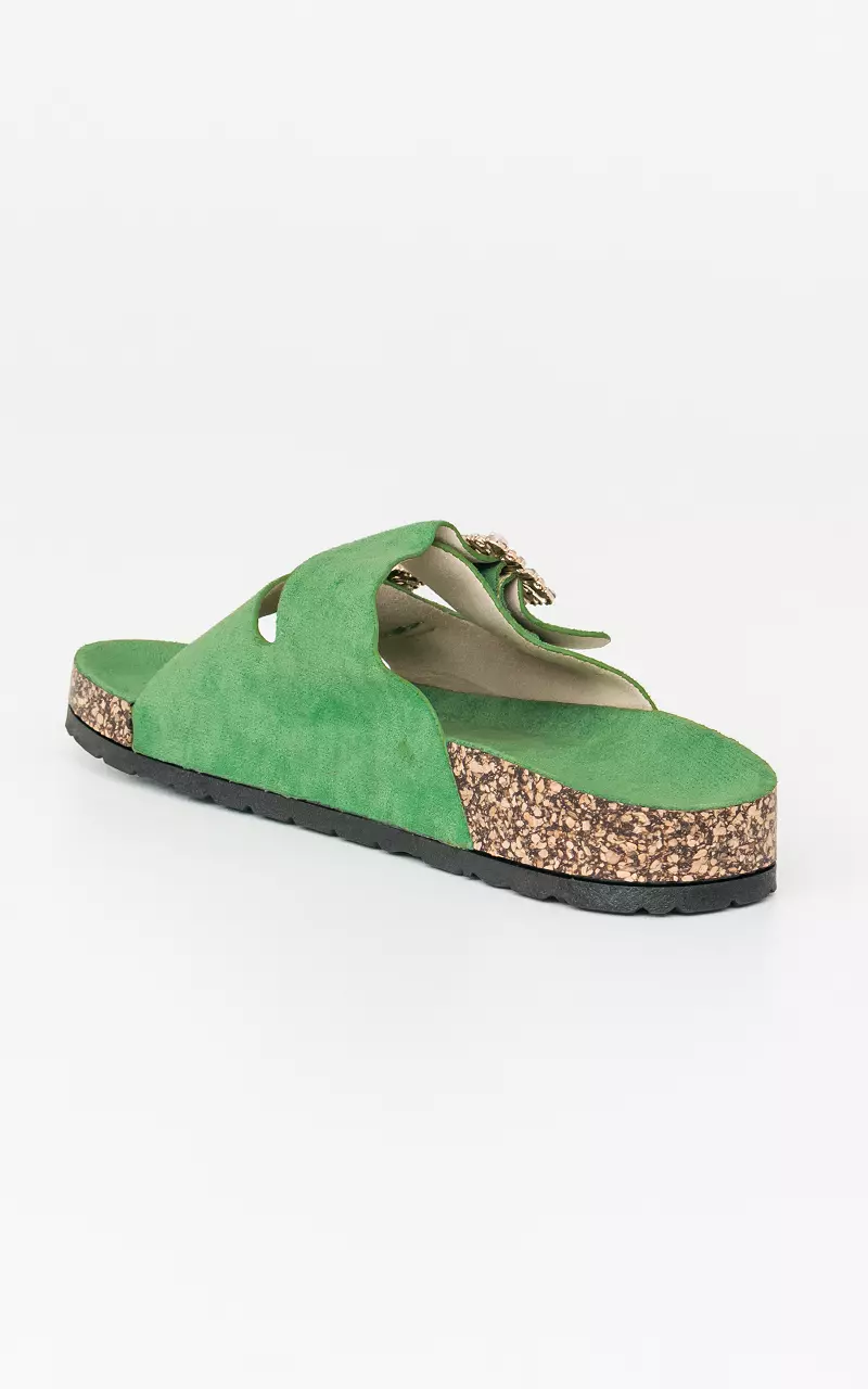 Flip-flops with rhinestones Green