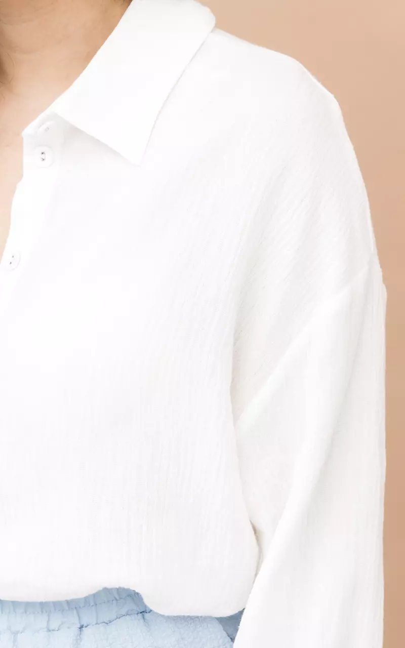 Katoenen blouse met knopen Wit