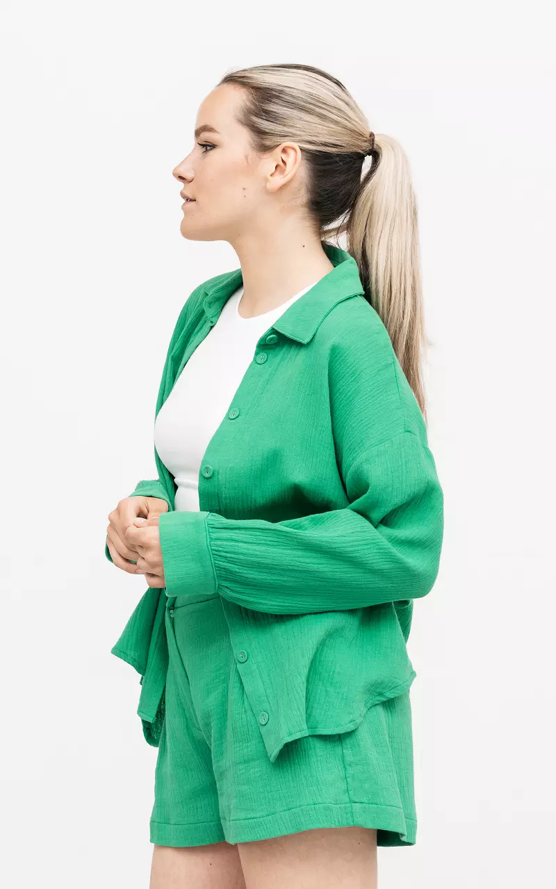 Cotton blouse with buttons Green