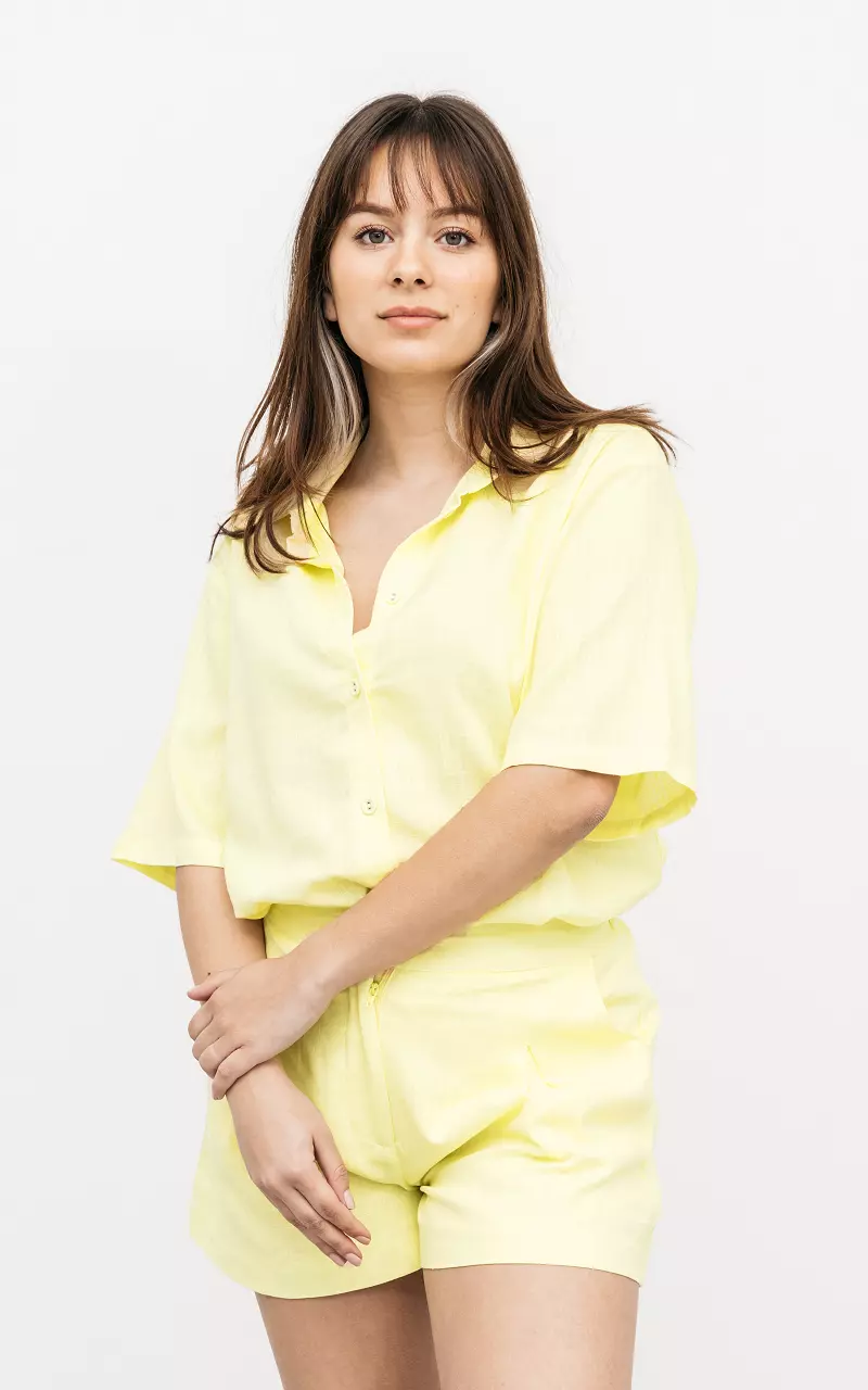Elegante Bluse mit kurzen Ärmeln Gelb
