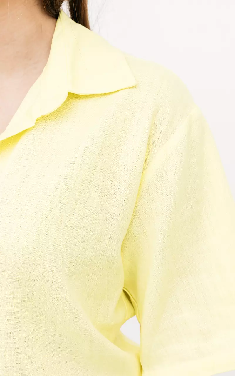 Cotton blouse with cropped sleeves Yellow