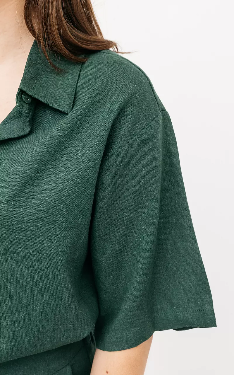 Elegante Bluse mit kurzen Ärmeln Dunkelgrün