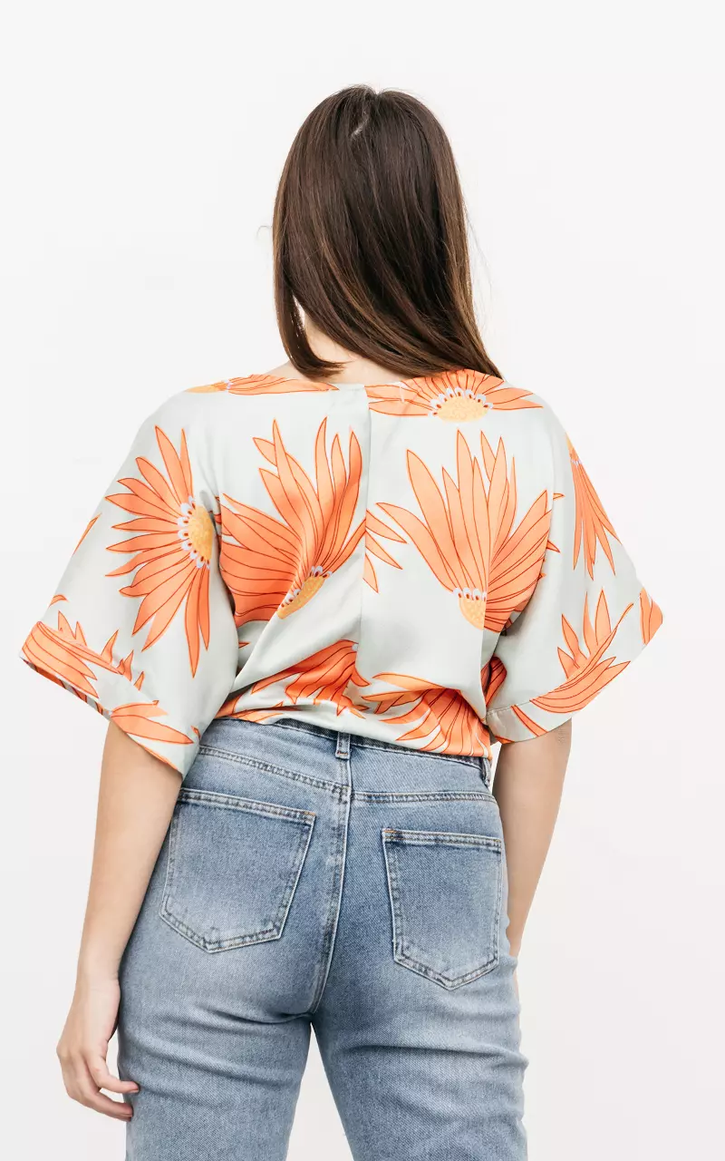 Cropped top with tie Mint Orange