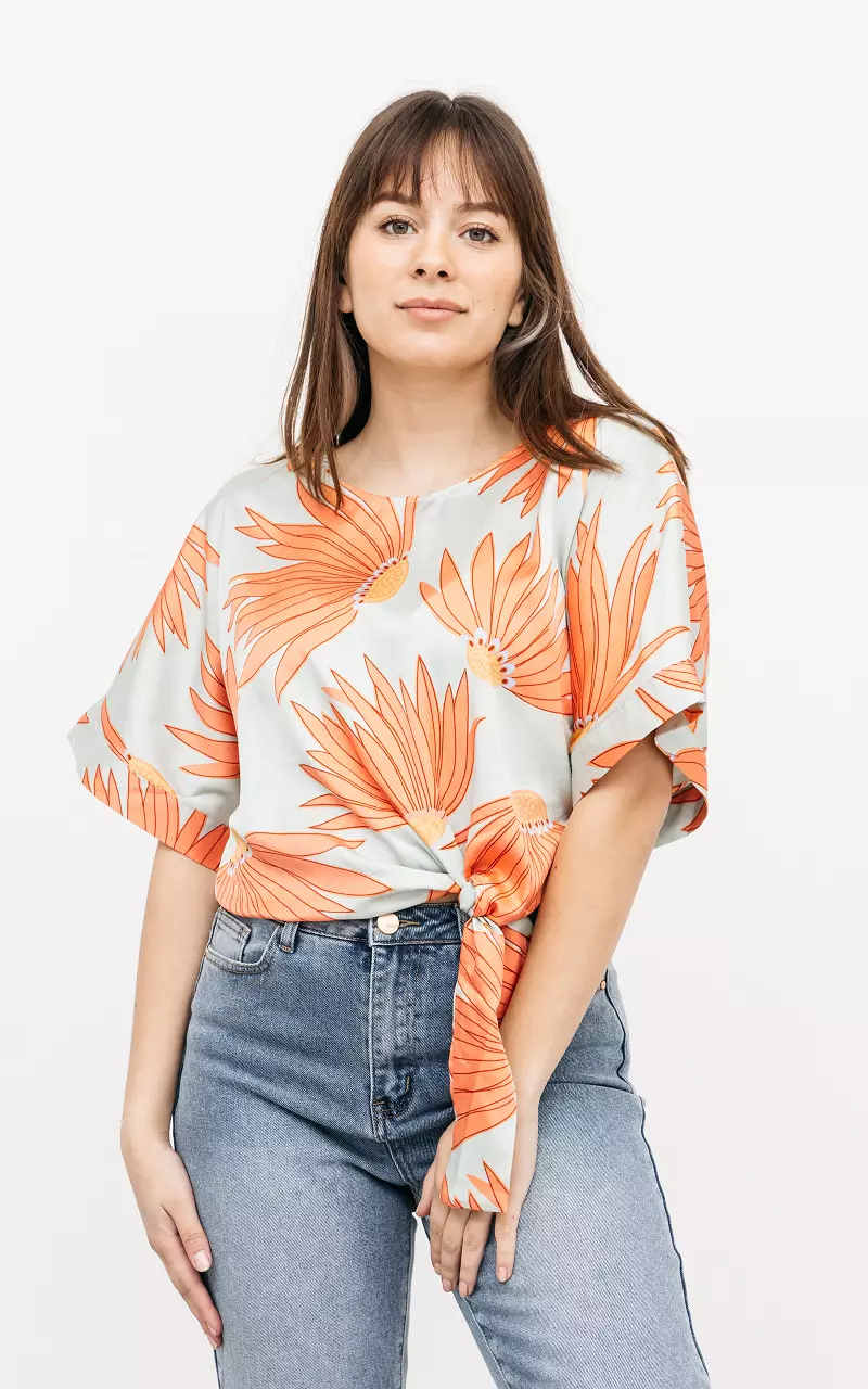 Cropped top with tie Mint Orange