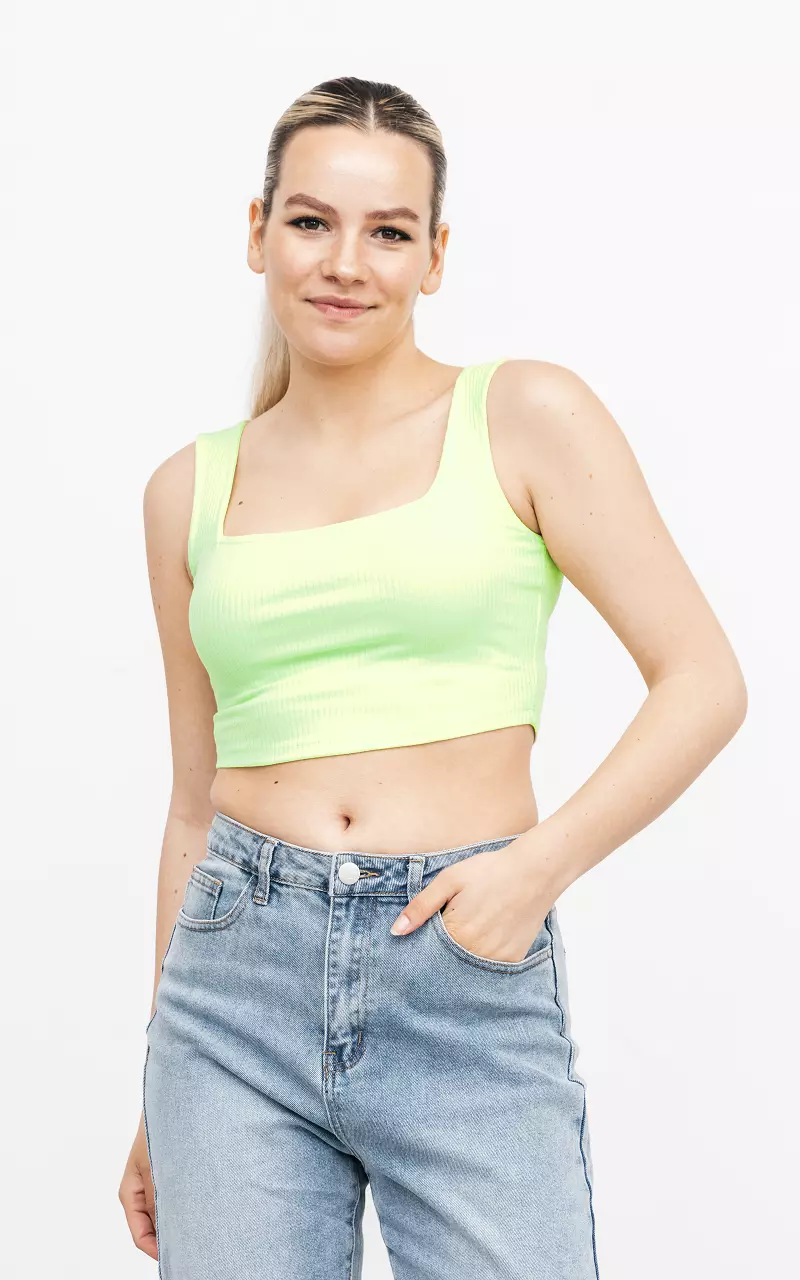 Crop top with squared neckline Light Green
