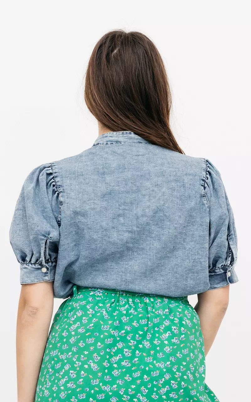 Denim blouse with short sleeves Blue