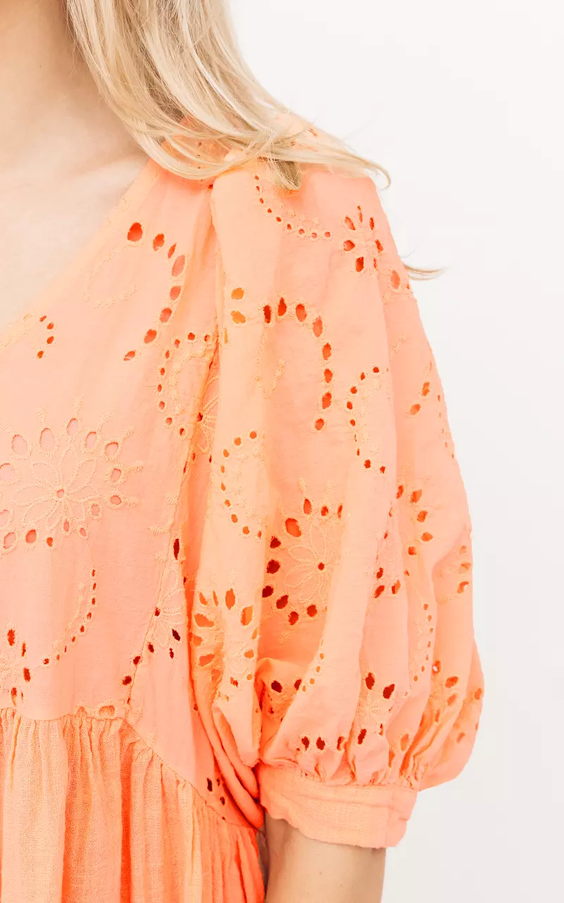 Maxi dress with embroidery Orange
