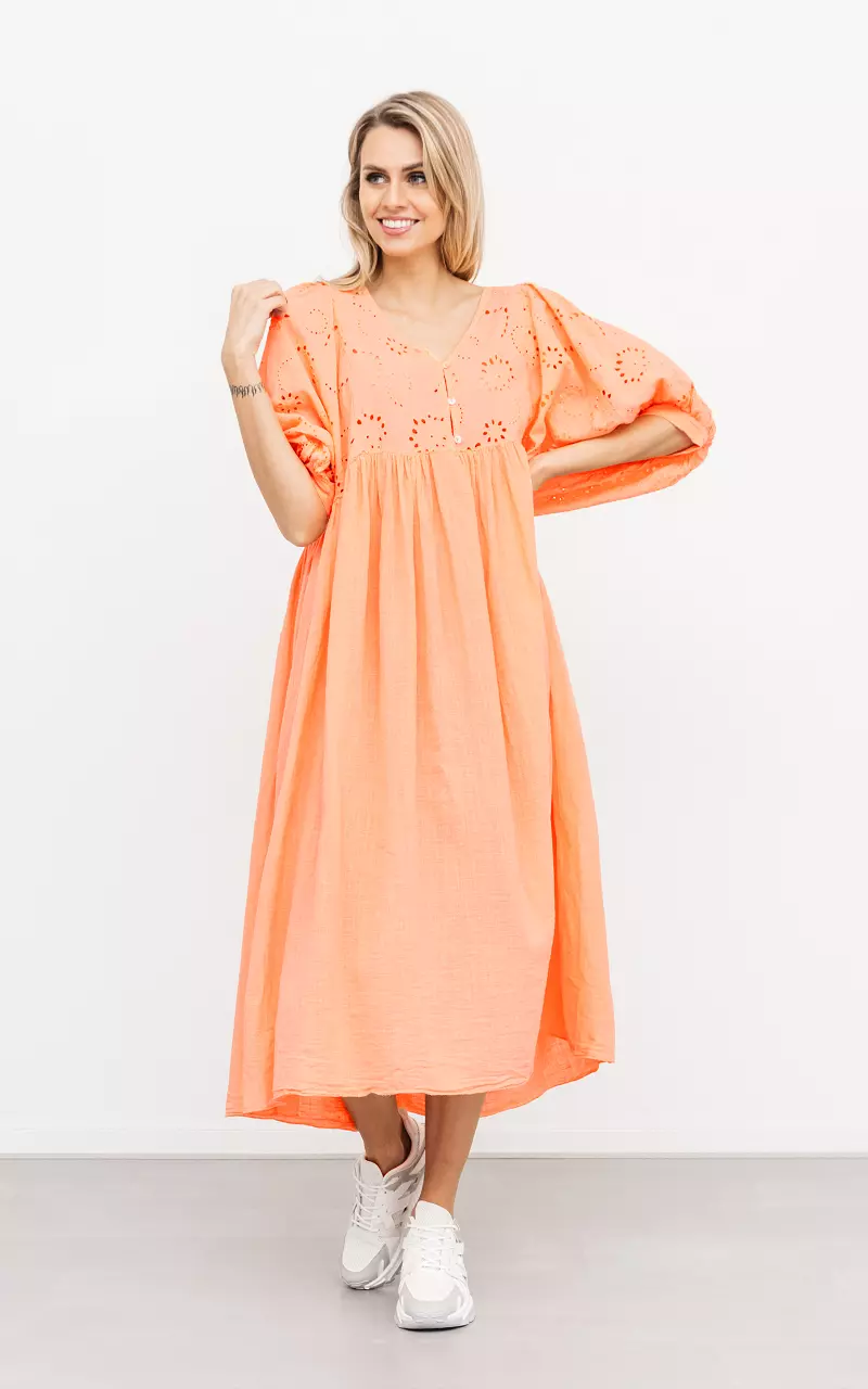 Maxi dress with embroidery Orange