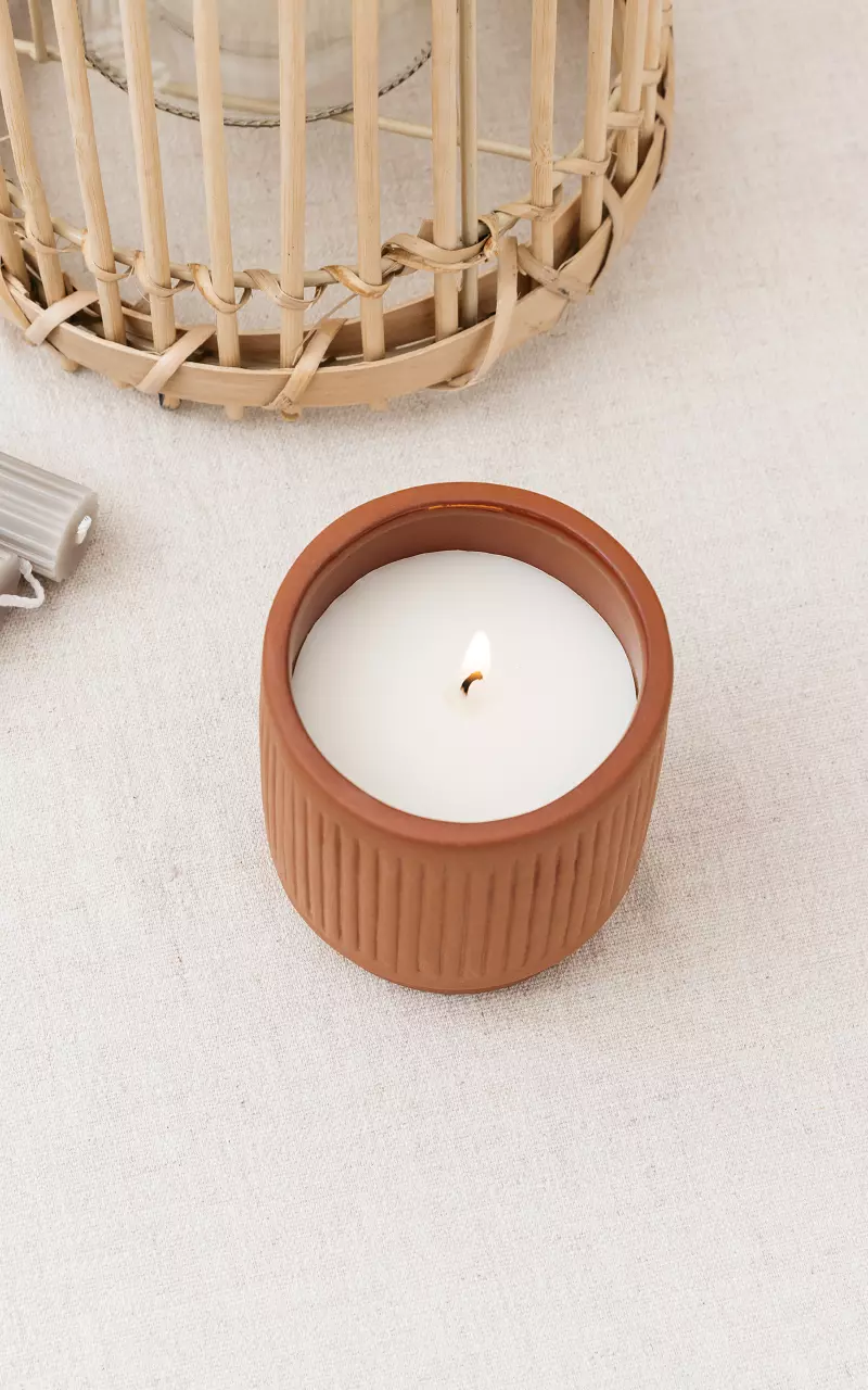 Candle in stone pot Light Brown