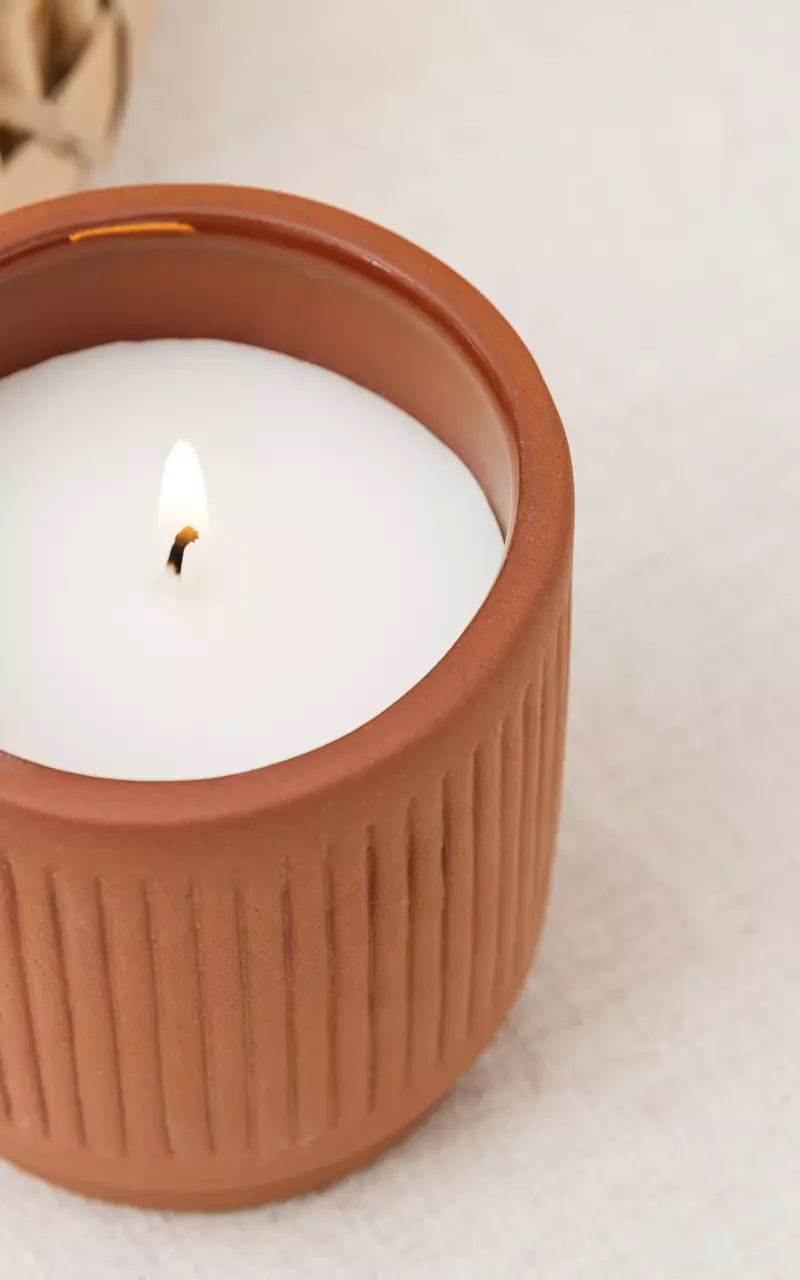 Candle in stone pot Light Brown
