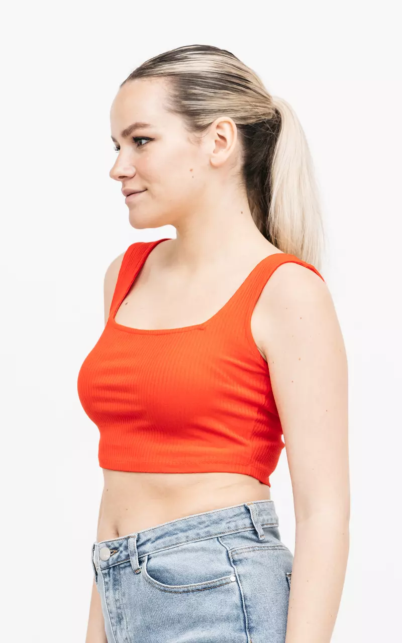 Crop top with squared neckline Red