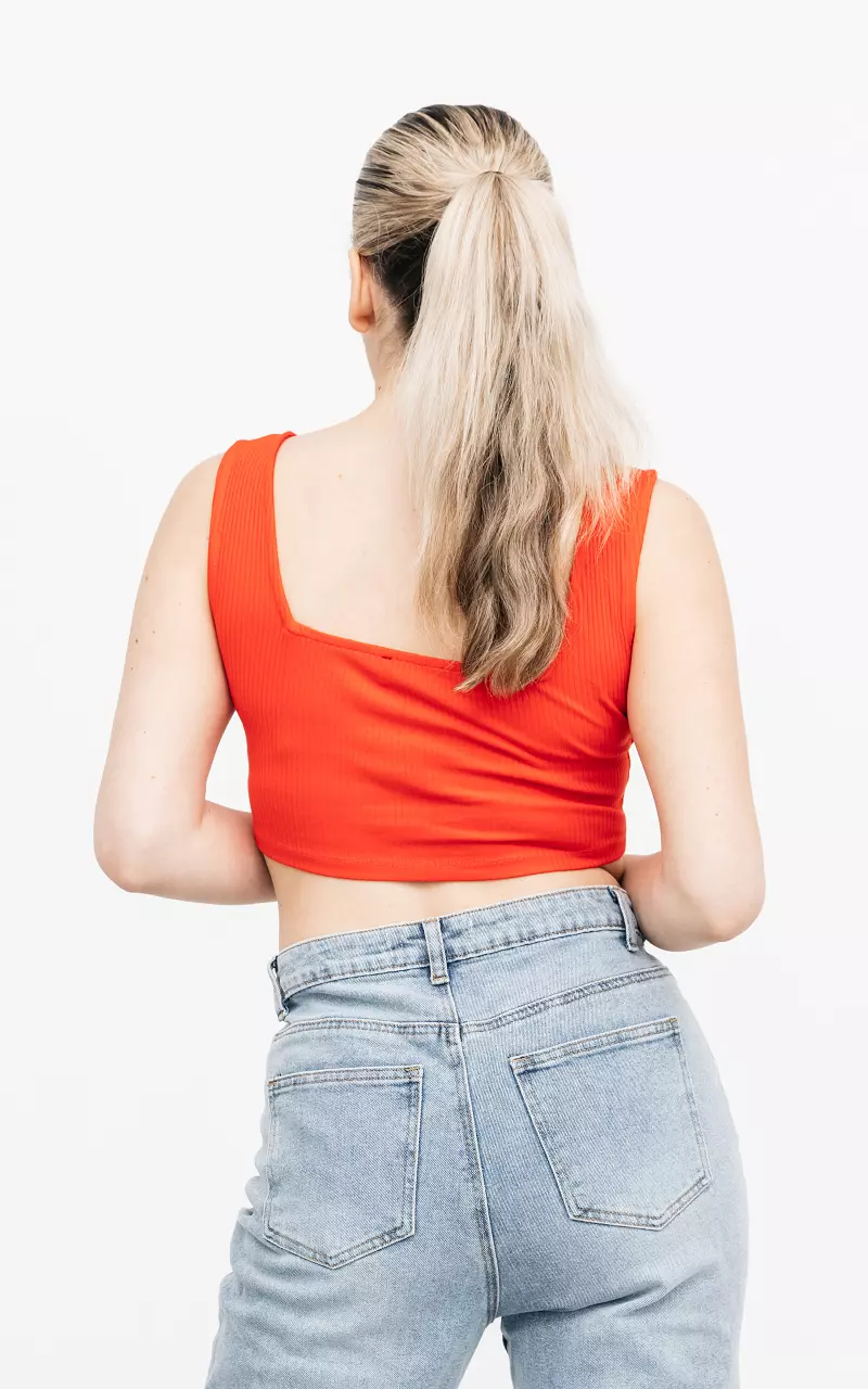 Crop top with squared neckline Red