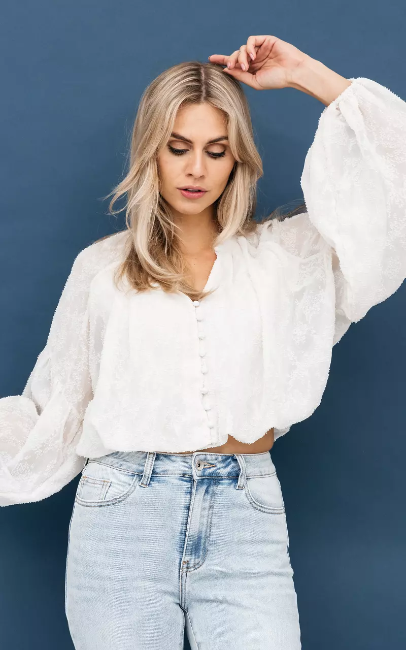 Top with balloon sleeves Cream