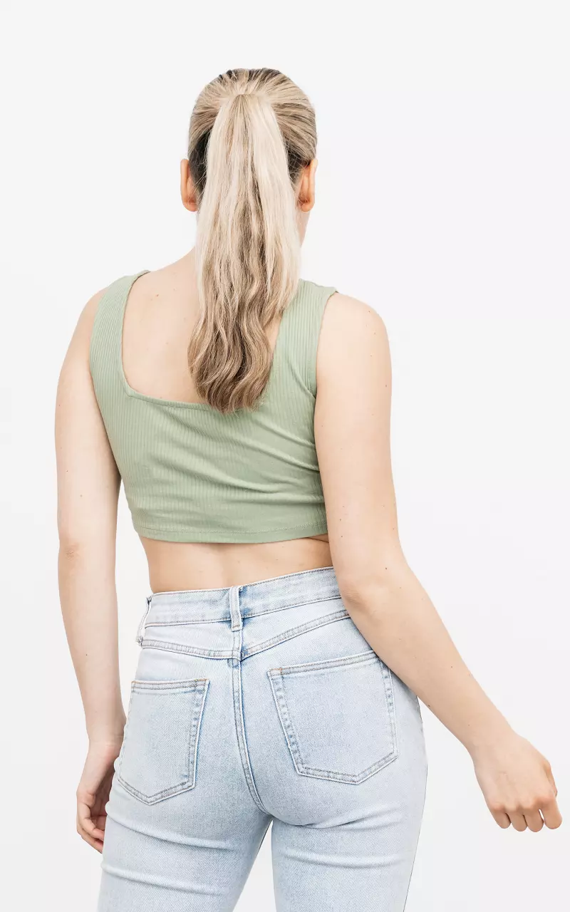 Crop top with squared neckline Green