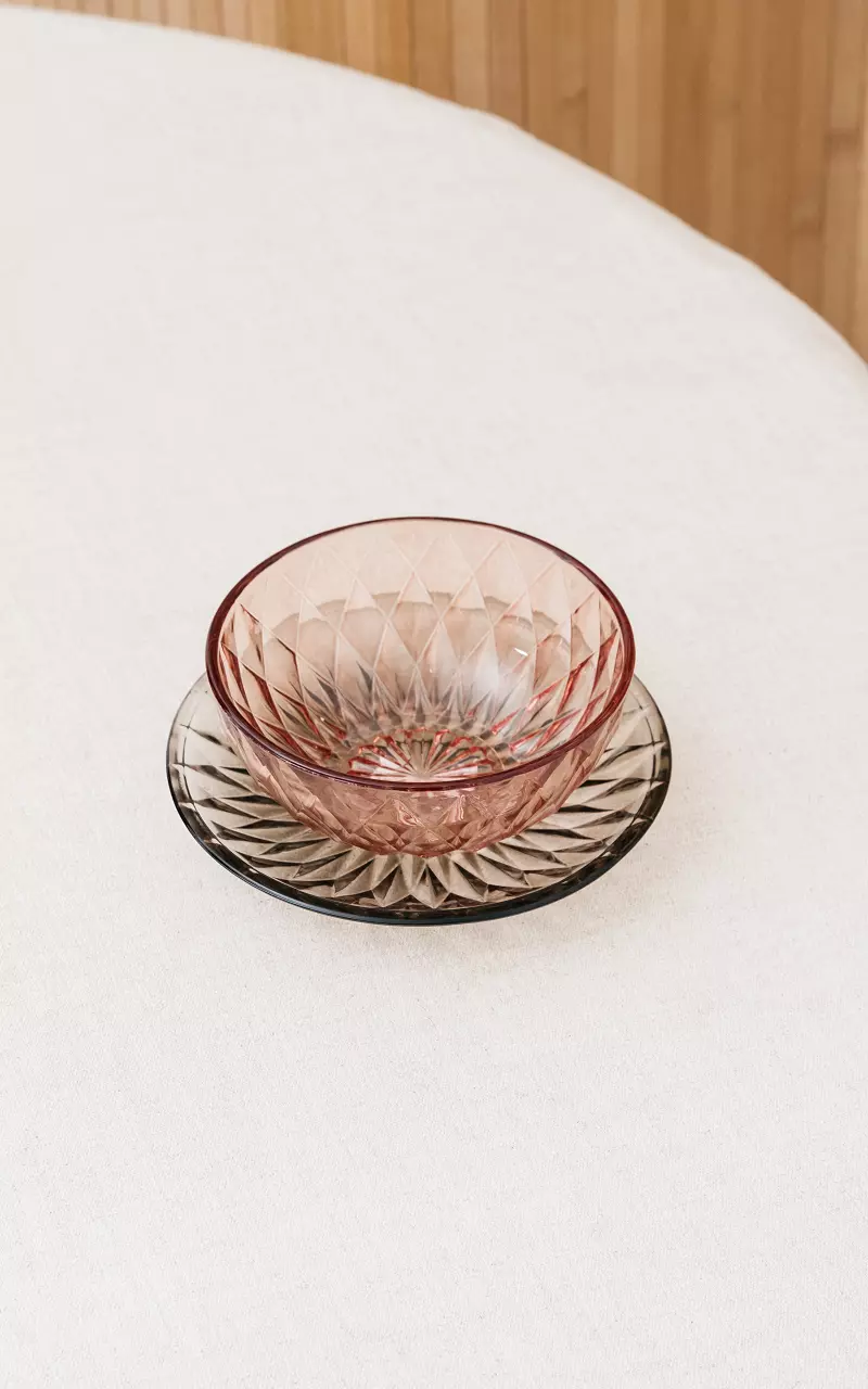 Patterned glass bowl Pink