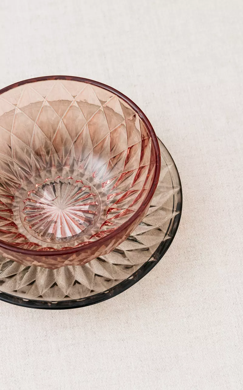 Patterned glass bowl Pink