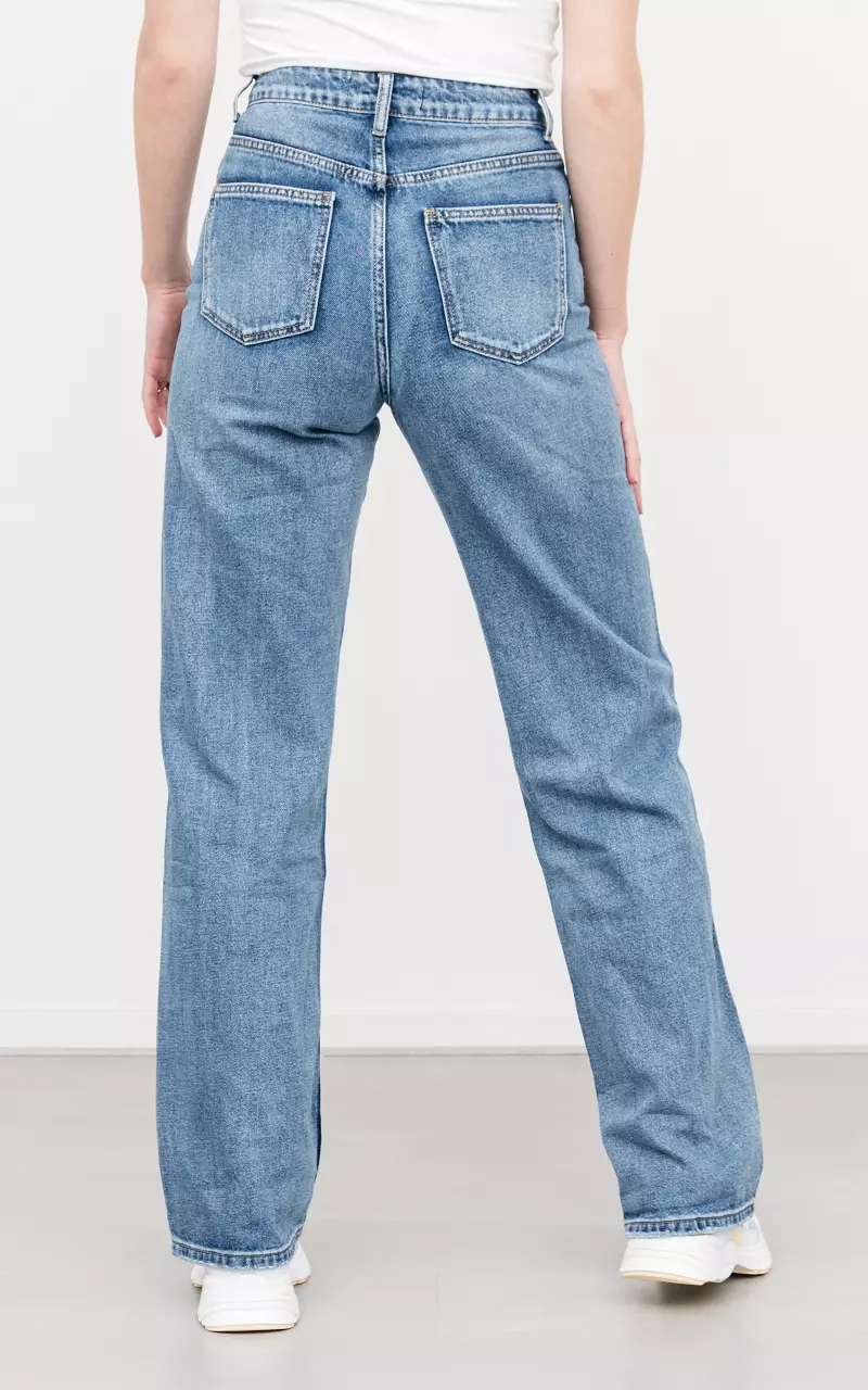 High waist straight fit jeans Blauw