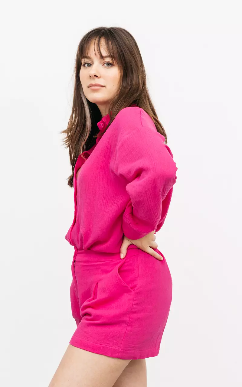 Katoenen short met steekzakken Roze