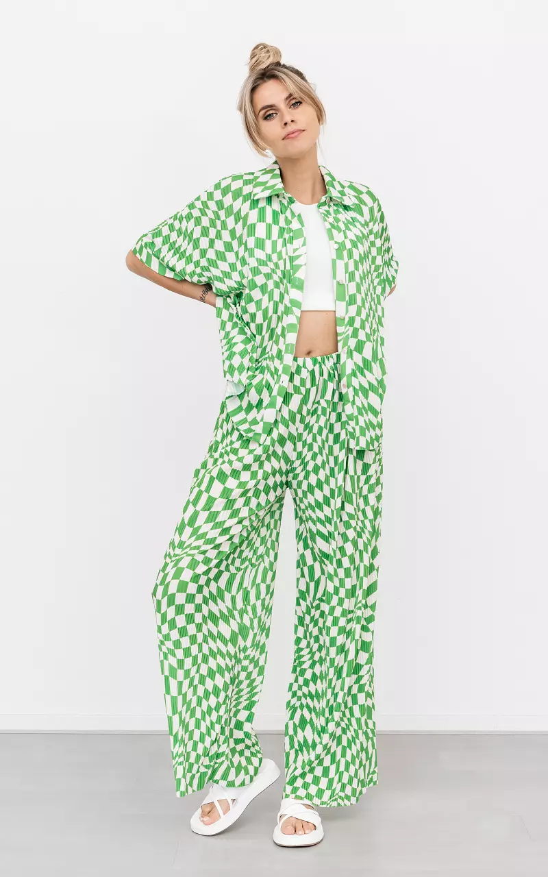 Wide leg pants with print White Light Green