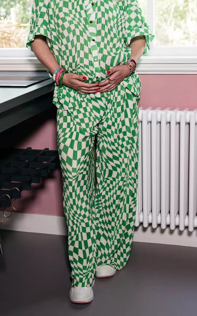 Wide leg pants with print White Light Green