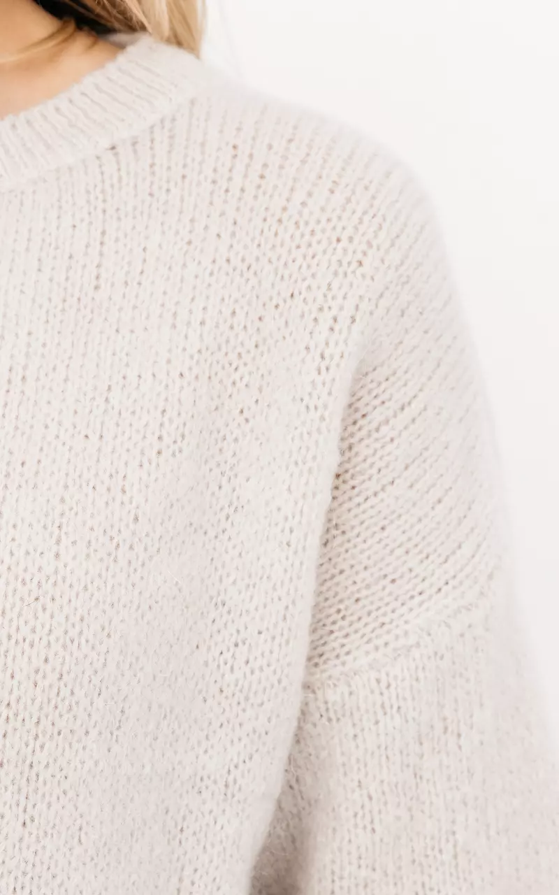 Kuscheliger Pullover mit kurzen Ärmeln Beige