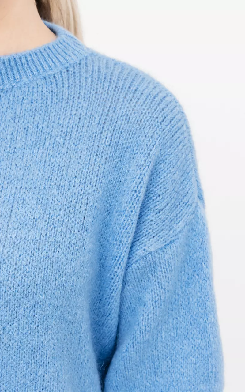 Kuscheliger Pullover mit kurzen Ärmeln Blau