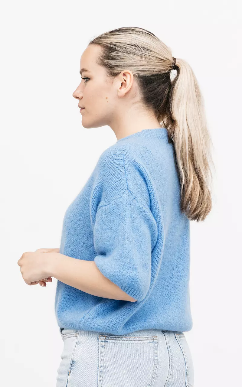 Kuscheliger Pullover mit kurzen Ärmeln Blau