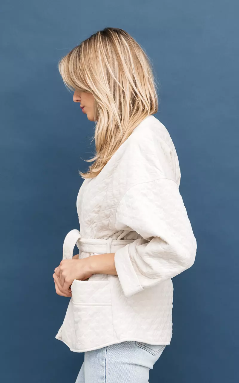 Eleganter Kimono mit Bindeschleife Creme